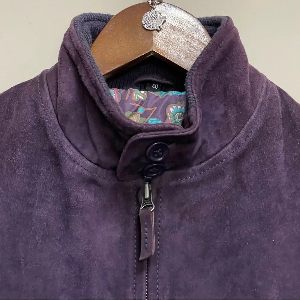 Altea Vintage Purple Suede Leather Bomber Jacket Women’s Italian 40 or Small - Picture 2 of 14